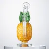 Gros verre épais ananas Bong narguilés 7 pouces d'épaisseur recycleur conduites d'eau bulle 14mm joint jaune vert huile Dab Rigs avec bol
