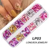 mix colors Nails Sequins Manicure 12 grid green red Star shape Heart-shaped butterfly patch Nail Art Decoration Decals Glitter Flake