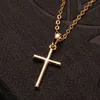 Pendenti trasversali femminili di moda Dropshipping Gioielli con collana con pendente croce Gesù in cristallo di colore nero oro per uomo/donna all'ingrosso
