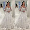 2021 abiti da sposa sexy da donna in pizzo bianco vestito lungo a v-collo lungo manica in pizzo in pizzo a una linea a pieghe a pianto