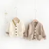 Gebreide babyjas Kinderen Truien V-hals Kids Jumper Vesten Wollen Jongens Meisjes Trui Toddler Cardigan Sweater Bovenkleding 211106