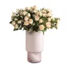 Dekorativa blommor kransar 5 huvuden mini rose gren artificiell för bröllop hem trädgård inomhus dekoration falsk silke pressad blomma