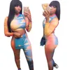 Dames Skinny Patchwork Trainingspak 2 Stuk Outfits Lange Mouwen Crop Top Sportieve Leggings Matching Set Casual Fitness Kleding 210525