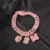 Nome della lettera personalizzata Collana a catena a maglia cubana placcata in oro rosa per gioielli da donna Hip Hop Rock con ciondolo micro pavé