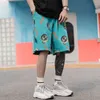 2021 Sommar Koreansk Bomull Hög Midja Kort Homme Casual Plus Storlek Hip Hop Bear Printed Men's Tracksuit Beach Shorts Kläder H1210