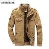 Män Bomull Khaki Bomber Jacka Höst Varm Casual Tuff Guy Cargo Vindskydd Fur Collar Army Tactical 211110