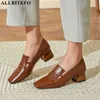 AllbiteFo Rozmiar 34-42 Prawdziwy Prawdziwej Skóry Kobiety Obcasy Buty Kociak obcasy Moda High Heels High Heel Shoes Street Basic Shoes 210611