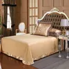 Luksusowy Jacquard Satynowy zestaw pościeli Król Królowa rozmiar 4PCS spódnica łóżka pościel jedwabny/bawełniany haft haftowany kołdra łóżka łóżka