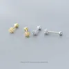 Oryginalny 925 Sterling Silver Blooming Dandelion Wykwintne stadniny Kolczyki dla kobiet Prezent Moda Plant Ear Pin Fine Jewelry 210707
