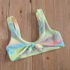 6-13Y sommar barn barn tjejer bikinis set tie-färge print båge grödor topp och bottnar barn baddräkt beachwear 210515