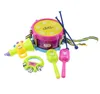 5 pezzi set di batteria tromba musica strumento a percussione kit fascia giocattolo educativo per apprendimento precoce regalo per bambini per bambini