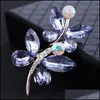 Broches, broches bijoux élégant brillant verre cristal et strass feuille fleur papillon broches pour femmes cadeaux de mode année livraison directe