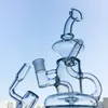 Hoofddier Beker Bongs Clear Glass Bong Bent Type Klein Tornado Recycler Oil DAB Rigs 14mm Vrouwelijke Joint Water Pipes Hookahs met Kom HR024