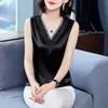 Koreaanse mode zijde tank top vrouwen satijnen kantoor dame mouwloze kant s plus size xxxl / 5XL kleding voor 210531