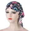 Mujeres musulmán hijab flor estampado turbante sombrero cubierta químico gorras caída cabecera cabeza bufanda musulmán headwrap pre-atado bandana turbante mujer