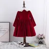 Fille Lolita Princesse Robe Hiver Infant Anniversaire Année Velours Enfants Europe es Toddler Noël Robe De Bal Rouge 210615