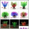 Аквариумы питомцы поставляют домашние садовые подводные растения Аквариум -пластиковая танк рыб зеленый фиолетовый красная вода трава vie9469449