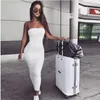 Strapless Party Midi Dress Summer Sexy White Bodycon Backless Bandage es Wrap Chest Club Streetwear Elegant Vestidos 210526