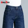 Mode kvinnor casual rak jeans plus storlek stretch kvinnlig mamma denim byxor hög midja för 210428