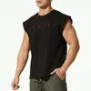 Män droppe axelbrev tryckta tank top streetwear hip hop män väst ärmlös rolig lös stil tee shirt man oversize