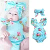 Zestawy odzieży dla noworodka dziecięce Baby dziewczyna swobodne ubrania niebieskie kwiat kropki kombinezon mody bez rękawów trójkątna wspinaczka pullover 596 k2