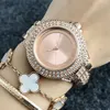 Brand Quartz wrist Watches for women Lady Girl full crystal Big letters style Metal steel band Watch M50