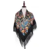 Kvinnor Ryska Square Scarf Blanket Fringed Sjalar Retro Blommigryckta halsdukar Ladies Headkerchief Hijab Head Wraps Bandana