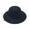 キャップ帽子ビンテージキッズガールズはFedoras Hat Solid Color Bowknotワイドブリムウールの子供フロッピーパナマキャップを感じました