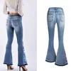 Logami Çiçek Nakış Skinny Jeans Kadın Vintage Flare Denim Pantolon Bayan 211129