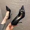Sandales pointues à talons fins, escarpins noirs de tempérament, chaussures à talons hauts pour femmes, 2022