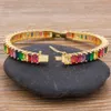 2020 Ny Bohemian Manschett Armband Clip-On Buckle Rainbow CZ Stone Bangles För Kvinnor Mode Smycken Charm Smycken Tillbehör Q0717