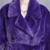 Nerazzurri Hiver Surdimensionné Violet Chaud Fluffy Doux Fausse Fourrure Manteau Femmes À Manches Longues Ceinture Piste Lâche Casual Mode Coréenne 211122