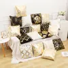 Bronzing Pillow Case 18x18 Inch Black & Gold Soft Fabric Flannelette Square Throw Cushion Cover for Home Sofa Bedroom Car
