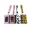 Print Sunflower Leopard Coin Purses Cow Flower MultiFunction Neoprene Passport Cover ID Card Holder Wristlets Clutch Wallet With Keychain 10 colors item