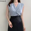 Conjunto de 2 piezas Blusa de mujer con cuello en V Camisa sin mangas Cintura alta Pintura al óleo Falda floral Traje elegante de verano Dos conjuntos 210519