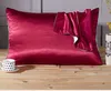 Pure Color Silk Pillowcases Mulberry Kussensloop zonder ritssluiting voor haar en huid Hypoallergene beddengoed levert 48x74cm