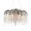 Modern Linear Chandelier Tassels Chrome Chain Pendant Lamps Contemporary Lighting Fixture for Dining Room Kitchen Island Round Rectangle Wall Light Fixtures