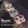 Lüks parlak bling ekran koruyucular parıltılı kristal metal elmas arka kamera lens koruyucu koruyucu cam film için iPhone 13 12 11 Pro Max