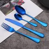 4PCs Dinnerware Set Stainless Steel Flatware Sets Food Grade Silverware Cutlery Utensils Include Knife Fork Spoon Teaspoon