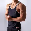 Yaz Erkekler Tank Üst Vücut Geliştirme Spor Salonları Fitness Kolsuz Gömlek Erkek Moda Singlet Yelek Fanila