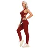 Yoga Set Fitness Femmes Sport Costume Combinaison Sexy Sans Manches Survêtement Dos Nu Gym Running jure Leggings Workout 210802