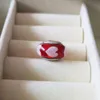 2 pezzi in argento sterling 925 con cuori in vetro di Murano rosso con perline adatte a braccialetti con ciondoli per gioielli stile Pandora