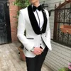 Yellow With Black Lapel Suits for Men Custom Made Terno Slim Groom Custom 3 Piece Wedding Mens Suit Masculino(Jacket+Pant+Vest) X0909