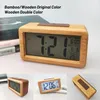 Réveil numérique en bois, veilleuse à capteur avec horloge de température de date de répétition Horloges murales de table de montre à LED