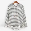 Zogaa mode kvinnor hoodies damer stripe tryckta tröjor avslappnad streetwear lös plus storlek kvinna hooded pullover 210813