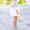 Afrikalı kadın artı beyaz elbise vintage puflu kollu sevimli fırfırlı katmanlı katmanlı yaz bahar bayanlar parti kulübü mini elbiseler9571792