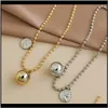 Pendant & Pendants Zhini Hip Hop Oval Thick Metal Chain Necklaces For Women Gold Sier Color Ball Long Choker Necklace Wedding Jewelry Drop D