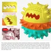 Pies żuć Zabawki Agresywne Kewers Interactive Funny Food Dispensing Puppy Balls z Liny Bite 4 w 1 Molar Squeaky Bounce Treat Treat Ball Toy dla małych średnich dużych psów A02