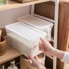 Förvaringsflaskor burkar med täckning av plast transparent låda container multifunktion hem kök kylskåp mat förseglade färska lådor