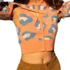 Women's Knits & Tees Women Knitted Long Sleeve Sweater Cardigan Harajuku Leopard Print Button Tank Top Vest Lapel Collar Irregular Cover Up